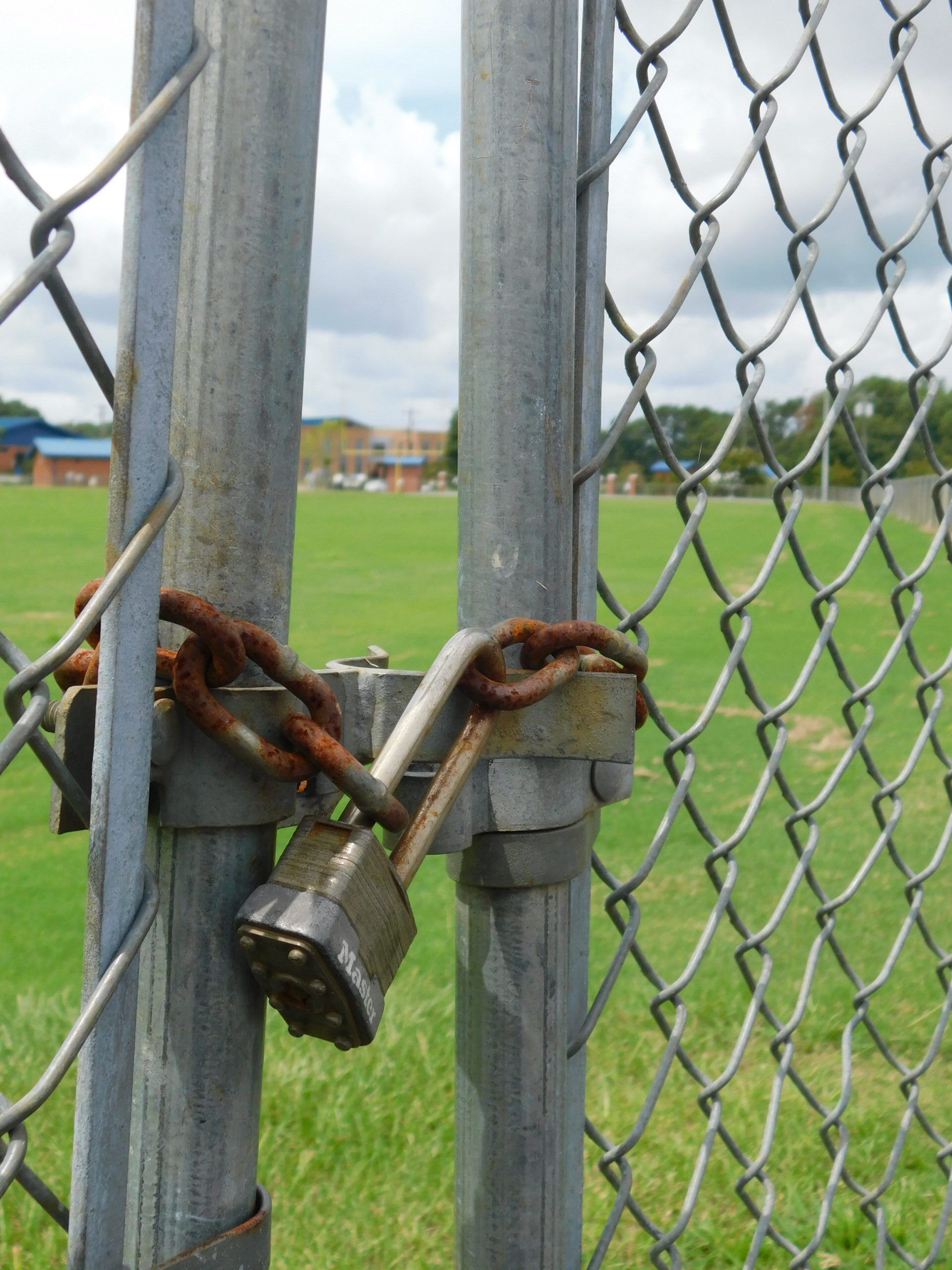 locked gates to a soccer field