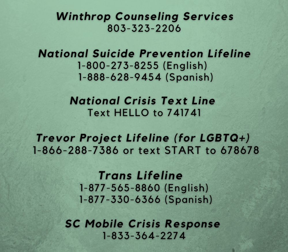 Suicide awareness week at Winthrop
