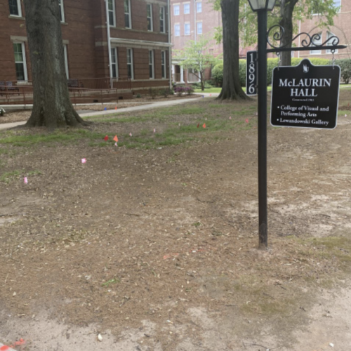 New sculpture in front of McLaurin Hall