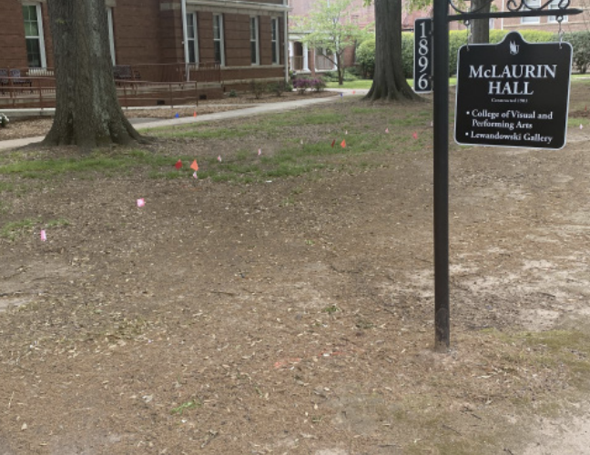 New sculpture in front of McLaurin Hall