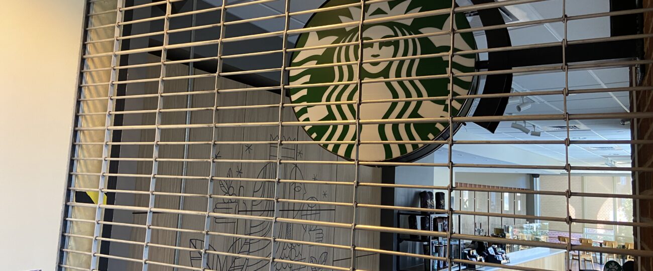 Starbucks entrance closed off