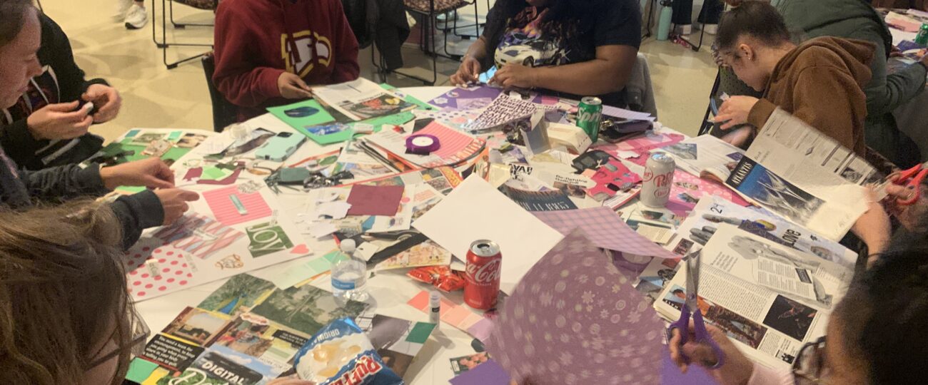 Winthrop Students engage in creating vision boards as a part of Winthrop's career center and Winthrop counseling services' event.