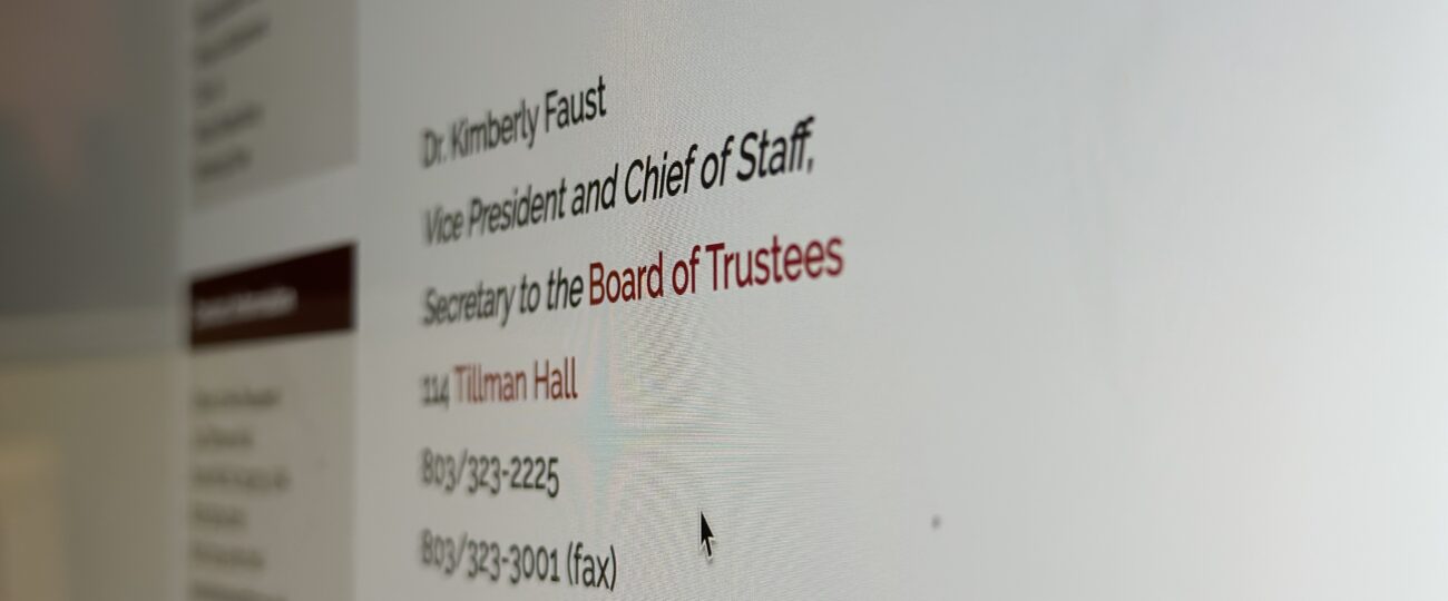 Kimberly Faust’s contact info on the office of executive officers page.