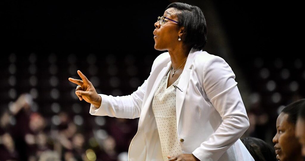 From being a McDonald’s All American, to playing for Pat Summit, and going pro, Coach Randall-Lay has taken a unique path to coaching Winthrop WBB. (Credit: Big South Conference)